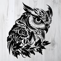 Floral Owl SVG file for instant download, Owl SVG file for POD,  Bird silhouette decal, Bird sticker