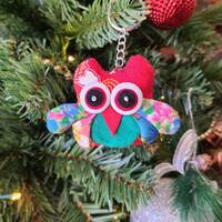 Little Owl Keychain, Colorful Fabric Owl Keychain, Cute Gift for Your Love, Handmade Animal Keychain