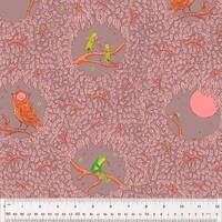 Heather Ross Forestburgh Night Music Mauve 53846-6, Windham Fabric, Owl Frogs Moon, 100% Cotton Fabr