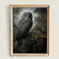 Owl Wall Art, Moody Antique Victorian Print, Fauna Botanical Decor, Dark Academia Printable, Vintage