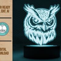 Owl Head Edge Lit Acrylic Night Light SVG Laser Cut File, Glowforge Light File, Night Light SVG, Owl