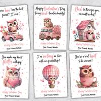 Owl Valentine Editable in Corjl I Owl Valentines Day Cards | Classroom Valentines | Owl Valentine I 
