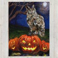 Halloween Owl Throw Blanket: Jack O' Lantern Moon, Spooky Home Decor