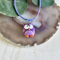 Kids Purple Owl Charm Necklace: Animal Jewelry