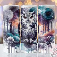 Seamless Owl Tumbler Wrap, 20oz Skinny Sublimation Tumbler Designs, Cute Owl Sublimation Tumbler Des