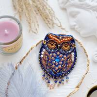 Blue Owl DIY Beading Kit. Handmade Jewelry Making Kit. Bead Embroidery Kit by Abris Art AD-045
