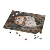 Watercolor Tawny Owl Jigsaw Puzzle, Artistic Bird Puzzle