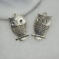 Owl Bird Animal Pendant,Earring Necklace Charm,DIY Jewelry Supply,Metal Crafts,32mmx19mm
