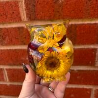 Flower Preservation Owl Paperweight: Resin Memorial Keepsake