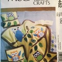 McCalls Owl Pillows & Throw Pattern # M6482 “Paper Not a PDF Copy” uncut unused