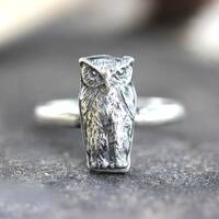 Owl Ring Sterling Silver Owl Ring Owl Jewelry Horned Owl Cottagecore Ring Woodland Ring Forest Ring 