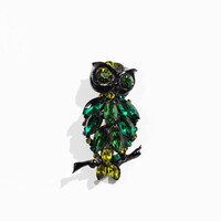 Vintage Owl Rhinestone Brooch
