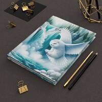 White Owl Flying By Waterfall Hardcover Writing Journal, Mountain Waterfall Notebook, Owl Photograph