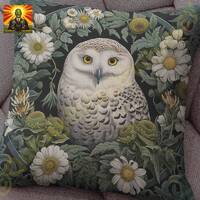 William Morris Snowy Owl Pillow, full pillow or case only, Spun Polyester or Faux Suede cover, Morri