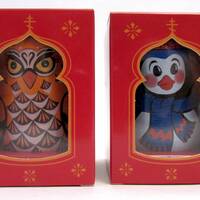 Christmas Gift Roly-Poly Weeble Dolls Set: Owl and the North Pole Penguin