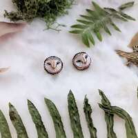 Boucles d'oreilles chouettes vintages, barn owl, animaux de la forêt, automne, bijoux oise