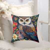 William Morris Owl Forest Pillow, Cottagecore Forestcore Throw Pillowcase, Nature Lover Gift, Owl Lo