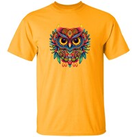 Colorful T-Shirt, Huichol Owl, Huichol art