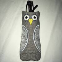 Grey and Silver Owl Padded Cotton Fabric Reader Case,Eyeglass Case