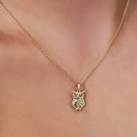 Charming 14K Gold Owl Necklace for Women | Real Gold Bird Necklace | Nature inspired jewelery | Eleg