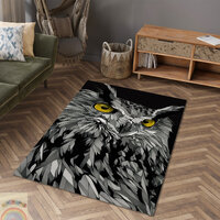 Owl Rug, Cool Owl Rug, Owl Feather Design Rug, Yellow Eyes Owl, Owl Carpet