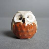 Vintage Miniature Ceramic Owl, Cute Collectible Ceramic, Pottery Owl Figurine, Hollow Stoneware Owl 