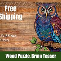 Beautiful and Intricate Wood Owl Puzzle - great for animal and nature lovers, gift 11.3"x16.5&q