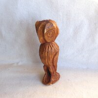 Vintage Hand Carved Wood Owl Figurine