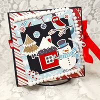 Accordion junk journal folio album/Snowman, Owl and Penguin Merry Christmas, 6x6 folio treasure memo