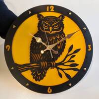 Owl, Wall Clock Non-ticking LARGE 11-16inch, Owl Clock Birds, Animals, Two-Layer Wall Art Decor, Gif