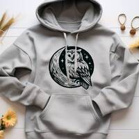 Owl Moon Hoodie. Owl Lover Gift. Owl Sweatshirt. Crescent Moon Top. Animal Hoodie. Bird Lover Gift. 