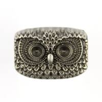 Metal Buttons - Owl Totem Gray Silver Metal Shank Buttons - 22mm - 7/8 inch - 5 pcs