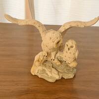 Vintage Resin Snow Owl with Owlet Figurine by Albert E Price