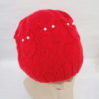 Women Owl Hat, Cable Benie Hat, Women Hat in red, Owl hat in Red, Handmade Hat