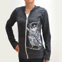 Japanese inspired Women's Samurai Owl Eco Heather Zip Hoodie