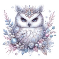 Snow Owl Clipart Bundle, 16 PNG Watercolor Winter Forest Baby Owl Nursery Sublimation, Christmas Car