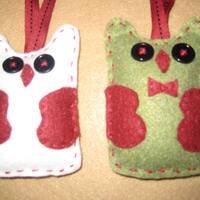 The Christmas Owl Couple - Bride and Groom Ornament - Felt Owl Ornament - Owl Decor