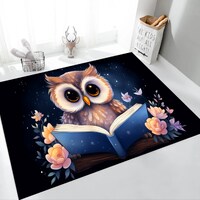 Owl Rug, Owl Reading Book Rug, Bed Time Story Rug,  Nursery Rug, Reading Book Rug, Cute Owl Rug, Kid