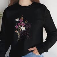 Modern Owl drawing with wildflowers Unisex Heavy Blend™ Crewneck Sweatshirt, Owl sweatshirt, P