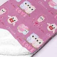 Personalized Valentines Day Blanket for Owl Lover, Custom Name Blanky, Couple Birthday Gift, Lovers