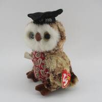 Smarty, the 6" Wise Graduating Owl Class of 2005, Brown and Red Paisley, retired, new.