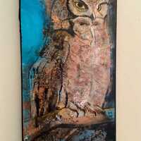 Owl Painting Great Horned Owl Original Wall Art Acrylic Contemporary Painting