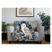 Owl Sherpa Fleece Blanket | Snow Owl Ski Lodge Decor | Rustic Cabin Decor | Unique Gift For Owl Love