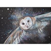 Barn owl painting. Batn owl at night. A beautiful watercolour barn owl painted on black A3 watercolo