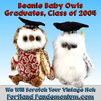 Original Ty Beanie Babies Owls Graduating Class of 2004, Including "Smarty" Gestated 2003,