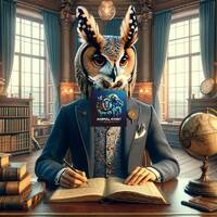 The Owl-Headed Guardian: The Man with the Eyes of Wisdom, uomo-gufo, owl print, owl printables, anim