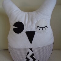 OWL pillow nursery , cushion OWL black and white,  handmade  kids pillow, animals pillow,gift for ki