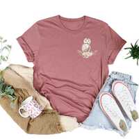 Floral Owl Shirt Sweatshirt, Nature Pocket Print T-Shirt Sweater