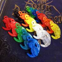 5pcs VINTAGE OWL CHARMS Halloween Plastic Gum Ball Prizes Victorian Revival Charm Crescent Moon Part