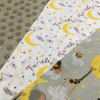Twinkle Twinkle Little Star Quilting Cotton - Fat Quarter Bundle, Owl Fabric, Lion Fabric, Star and 